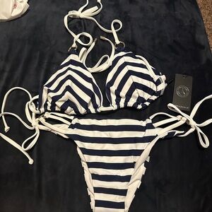 RELLECIGA Navy and White Bikini